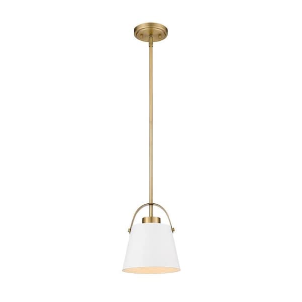 Z-Lite Z-Studio 1 Light Mini Pendant, Matte White & Heritage Brass 726MP-MW+HBR - main